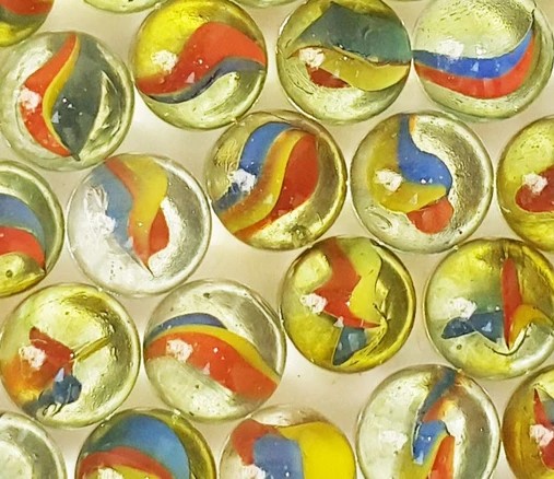 تیله شیشه ای سه پر رنگی بسته 25 عددی